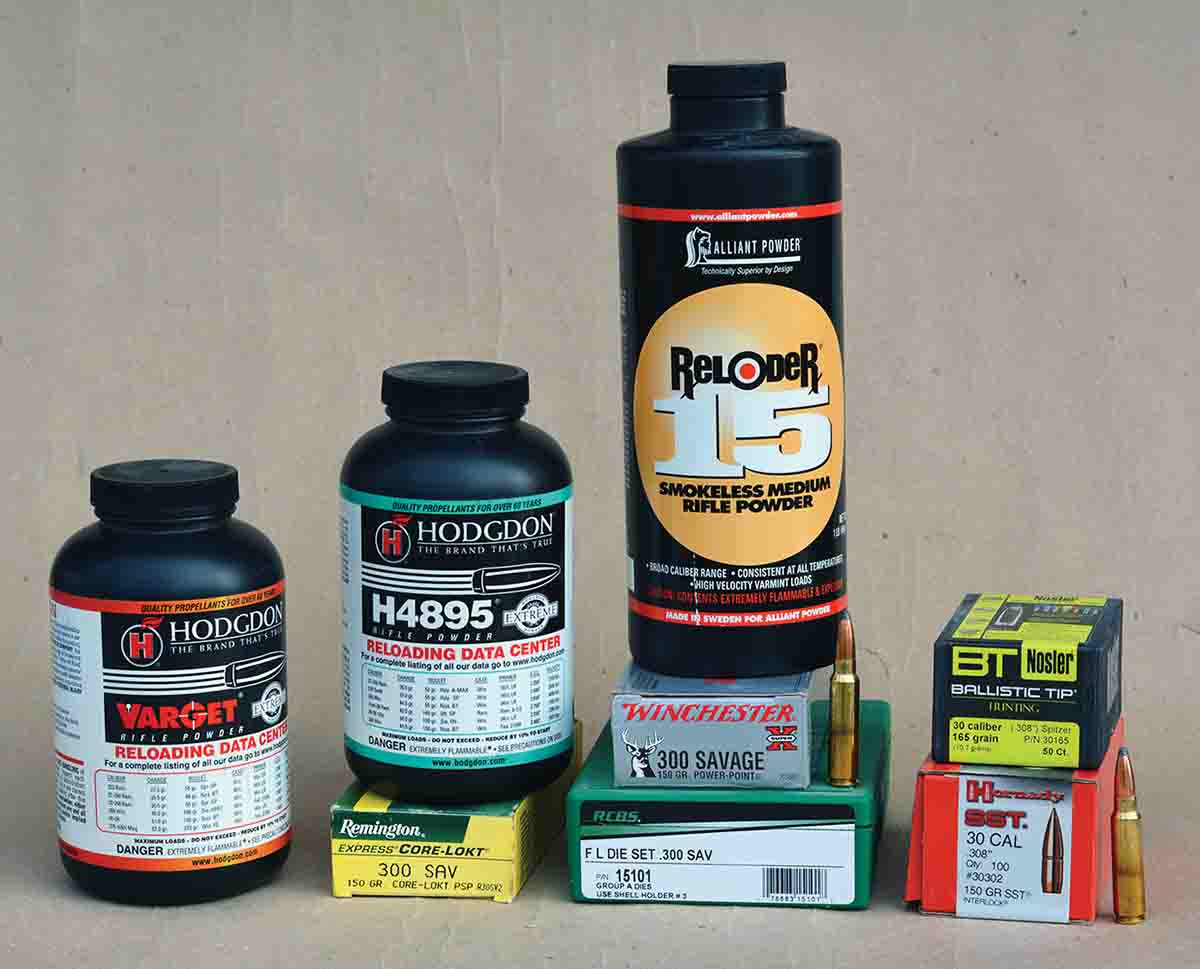 There is a broad selection of powders and bullets that allow handloaders to duplicate and even exceed the performance of traditional .300 Savage factory loads.